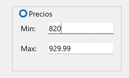 Configuración del rango de precio en El Bot